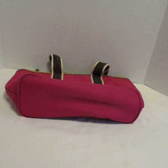 Coach Woman Large Pink Black Yellow Top Zip Pockets Shoulder Purse Bag - Picture 5 of 11